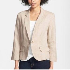 Olivia Moon EUC Linen Light Beige Women's Blazer